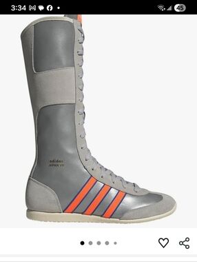 Adidas Japan VH Lace-Up Athletic Boots in Light Gray with Neon Orange Stripes
